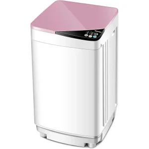 Full-Automatic Washing Machine Portable Washer and Spin Dryer 7.7 lbs Capacity Compact Laundry Washer with Built-in Barrel Light