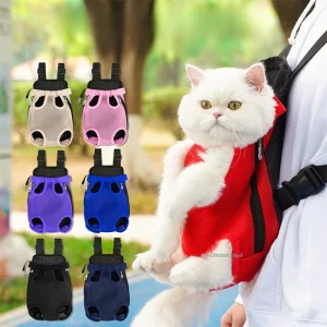 Pet Cat Dog Carrier Backpack Travel Breathable Double Shoulder Bag Mesh Carrier Front Bag for Small Pet Carrying Supplies