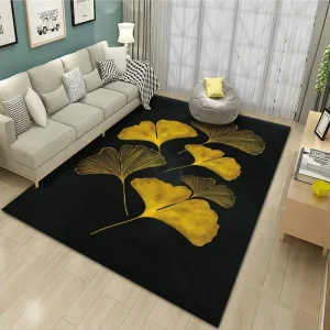 Ginkgo Leaf Print Living Room Carpet Non Slip Floor Mat for Bedroom Bathroom Kitchen Decor Home Sofa Coffee Table Decorative Rug