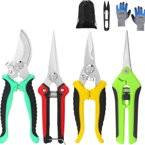 5Pcs Garden Pruning Shears Set, Labor-saving for Trimming Branches with Gloves & Storage Bag