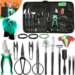 Bonsai Tools Kit- 24 PCS Bonsai Tree Kit Tools for Beginners,  Complete Set for Bonsai Tree Care, Pruning, and Shaping